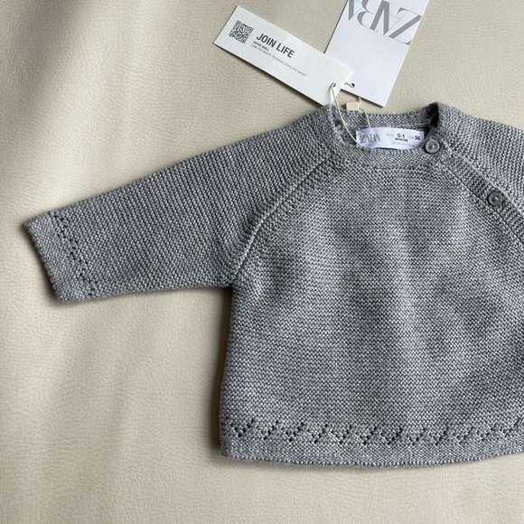 Zara Baby Cotton Knit Sweater Newborn 0-1month - Picture 2 of 7
